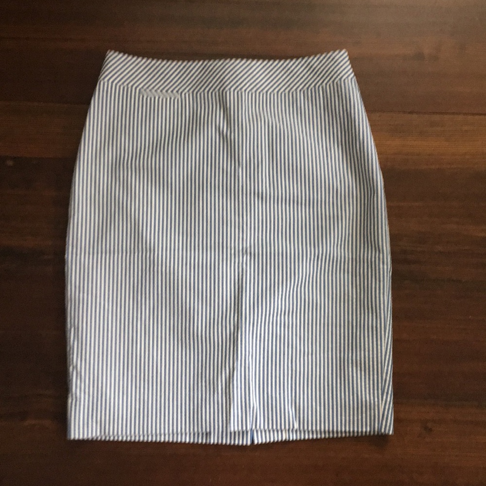 J. Crew seersucker pencil skirt.